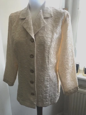 Cremefarbene Bluse mit gleichfarbenen schimmernden Karos Gr. 38 - Bild 1 von 3