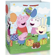 Bolsa de regalo de plástico grande única Peppa Pig 1 unidad duradera y reutilizable