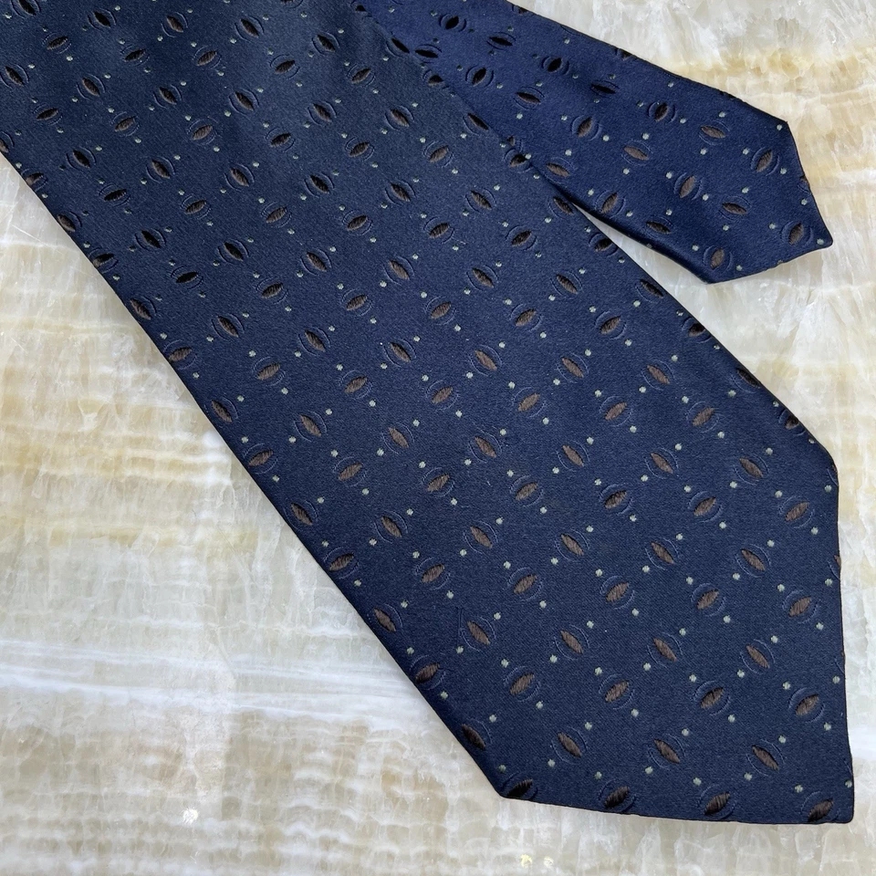 Corbata de seda con motivo de lunares abstracta azul Giorgio Armani hecha a mano Italia Foto 2 de 4