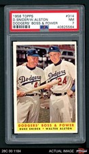 1958 Topps #314 Walter Alston / Duke Snider Dodgers' Boss & Power HOF PSA 7 - NM