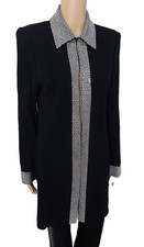 St. John Evening 6 Black Long Knit Cardigan Crystals accent (E1463) Pristine!