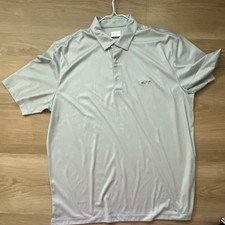 Greg Norman Play Dry XL Men's Gray Geometric Golf Polo Shirt Shark Logo