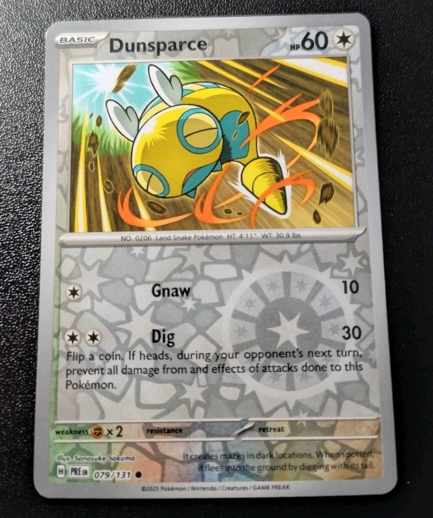 Pokemon Prismatic Evolutions Dunsparce Reverse Holo Common Card 079/131 NM