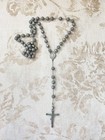 Antique Rosary ~ Metal Rosebud Beads ~ Rare Primitive Spain ~  Aged Green Patina — photo 1