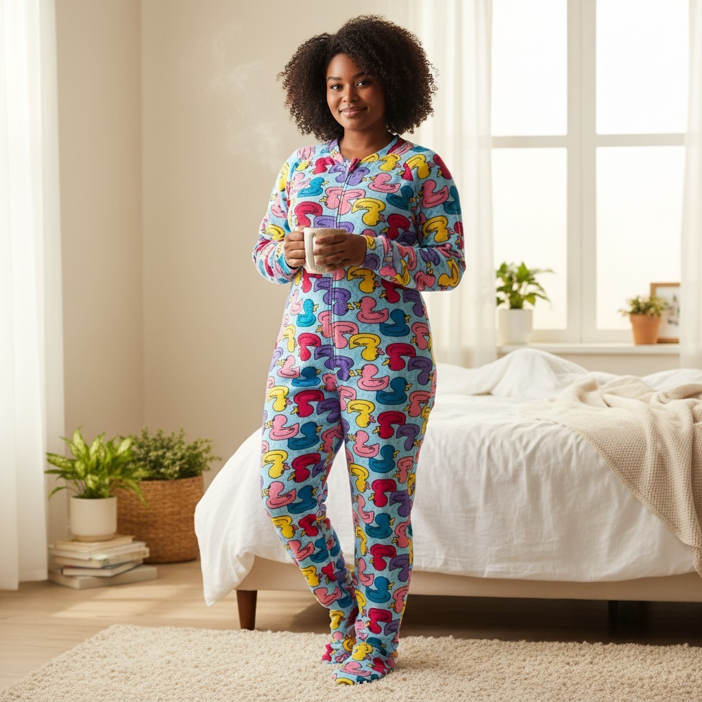 Pijama boxer con patas Y2K Joe polar goma patos multicolor para mujer talla 2X