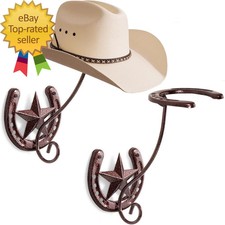 Cowboy Hat Rack for Wall Rustic Metal Cowboy Hat Holder 2 Pack Hat Hanger
