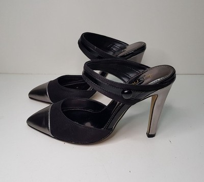 NEXT GRÖSSE 3 UK EU35,5 DAMEN SCHWARZ SILBER SEHR HOHER ABSATZ GESCHLOSSENE ZEHE SANDALEN SCHUHE