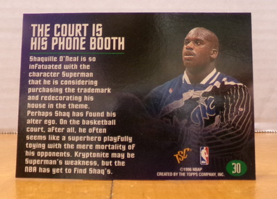 TSC LTD BASKETBALL CARD THE COURT IS HIS PHONE BOOTH SHAQUILLE O'NEAL MAGIC
