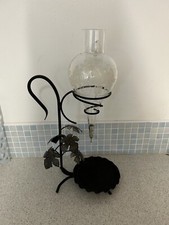 Vintage Weinbel&uuml;fter ge&auml;tztes Glas Schmiedeeisen mit Kupferbl&auml;ttern