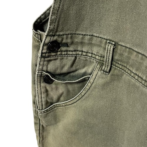 Melville Denim Shortalls Damen groß olivgrün roher Saum Fee Kobold Festival - Bild 3 von 15