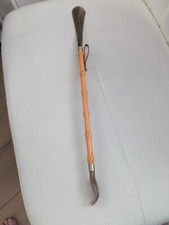 Vintage Made In Italy Bakelite Shoe Horn  Back Scratcher Bamboo Leather Strap