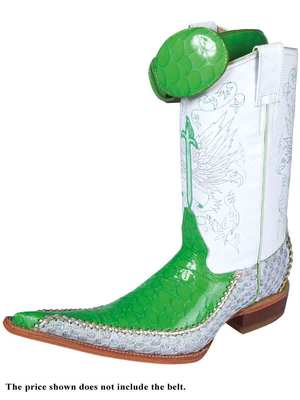 Bota Vaquera Aguila Real (Spcls) Solcato/Denim ID 91256 PW1 Verde Limon/Blanco