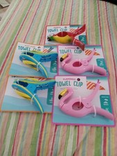 FLIP FLOP Beach Towel Clip 2PC Blue 2 PC FLAMINGO 1 PARROT CLIP
