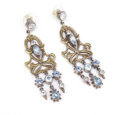 Mars & Valentine Earrings Sterling Silver Topaz Crystal Dangle Drop 2.7'' ES2501