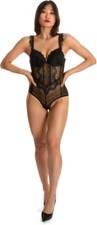 LoveMoi Odette Lace Cheeky Brief Bodysuit Bust Support Black M