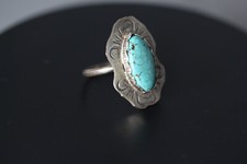 Howlite Turquoise Blue Cabochon Gemstone 925 Sterling Silver Bezel Ring 11