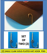 [SET OF 2] EAGLE CLAW ORIGINAL GOLD-PLATED FISH HOOK HAT PIN/MONEY CLIP - NEW!
