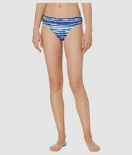  64 La Blanca Women's Blue Serene Stripe Shirred Hipster Bikini Bottom Size 8