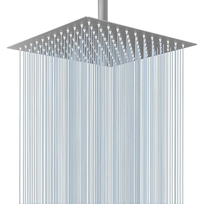 12'' Square Stainless Steel Rain Shower Head Large Brushed Nickel High Pressure