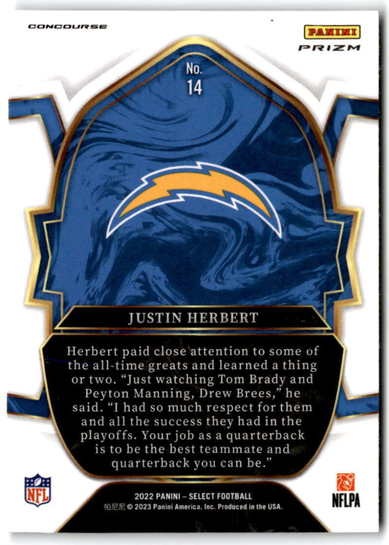 2022 Select Silver Prizm 14 JUSTIN HERBERT Concourse Los Angeles Chargers eBay