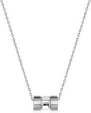 NEW MICHAEL KORS SILVER TONE CRYSTAL BAGUETTE BARREL PENDANT NECKLACE MKJ4950