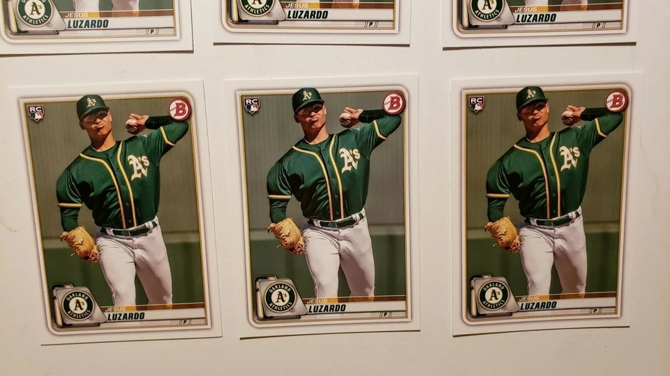 2020 Bowman Jesus Luzardo Lot.Top 100 #/50, ROY Favs Mega Refractor Paper RC X 7 - Image 4 of 4