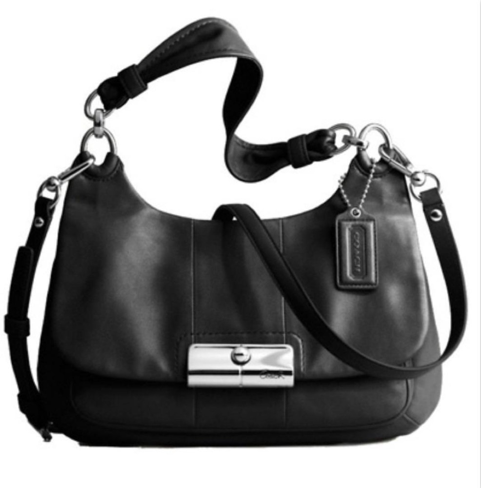 C-1 Coach Leather Shoulder Tote Bag 2Way Black