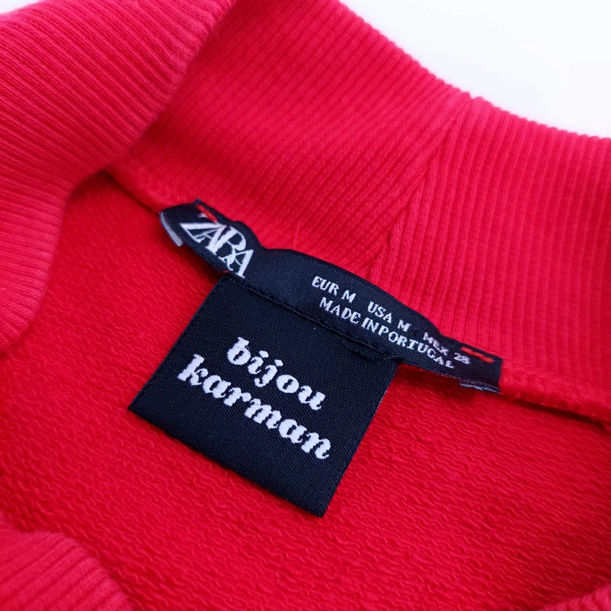Zara Bijou Karman Oversized Sweatshirt Womens Sz M Red Long Sleeve Crew Neck