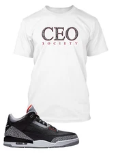 CEO Sneaker Tee Shirt To Match J3 Cement Shoe Men Graphic Big Tall or Small 10XL