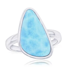 Sterling Silver, Irregular-Shaped Larimar Ring