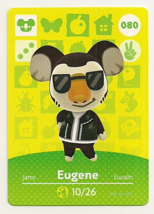 Animal Crossing amiibo Card: Eugene 080 80 Series 1 Koala New