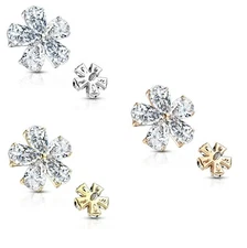 Flower Gem Internal Threaded Dermal Anchor Head Screw Tops Studs Rings Piercing