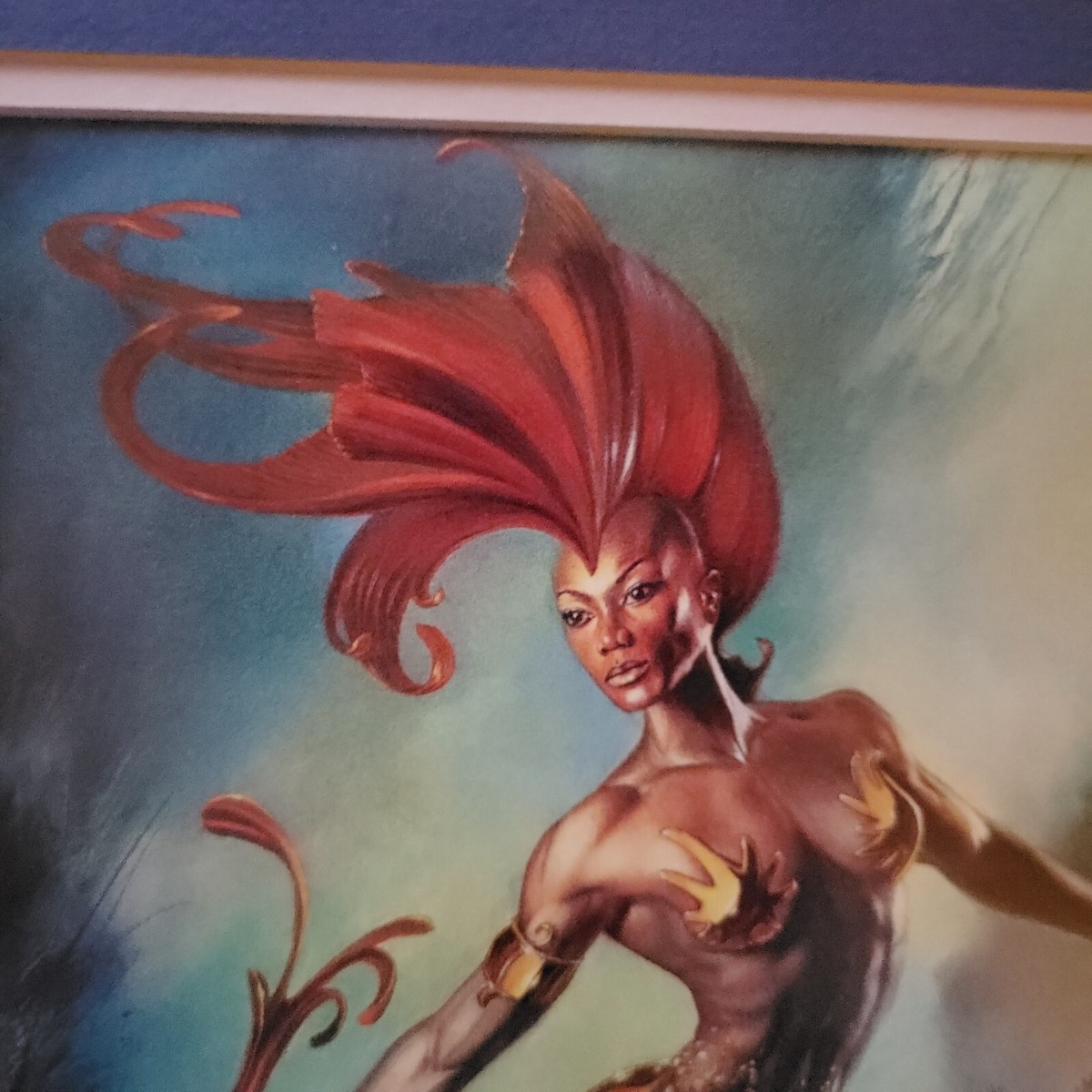 Artist Julie Bell Black Fire Mermaid Framed Art Print Fantasy Sci