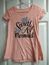 Justice,Girls,Neon Secretly A Mermaid Top,Coral, Size 14/16