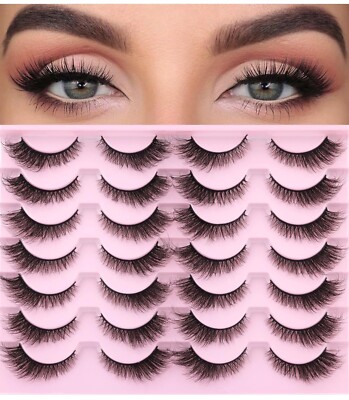 3D Fluffy False Lashes - Natural Look, Reusable Strip Eyelashes 14 Pairs
