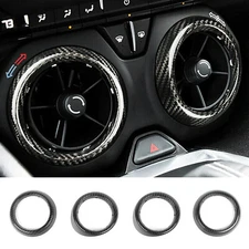 Carbon Fiber Air Vent Outlet Ring Decor Bezel Cover For Chevy Camaro Accessories