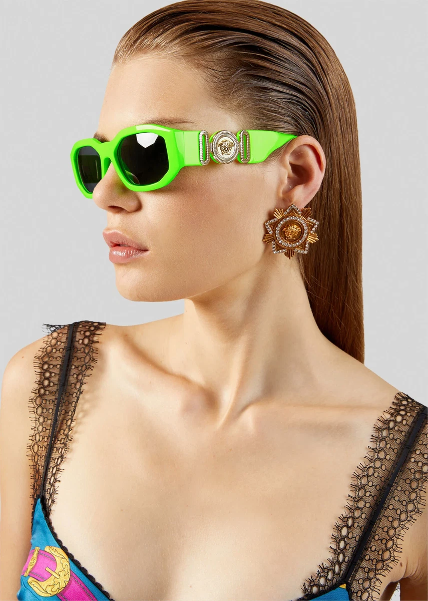 NEW Versace VE4361 531987 Fluo Green Oval Unisex Sunglasses