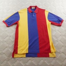 Perlis Mardi Gras Polo Shirt Mens Large Striped Multi Color Short Sleeve