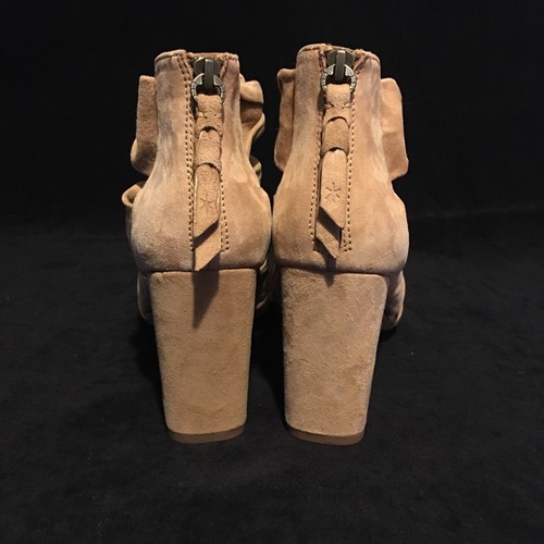 Splendid Nando Block Heel Sandals Light Oak Suede Boho Open Toe Back Zip Sz 9 - Picture 2 of 9