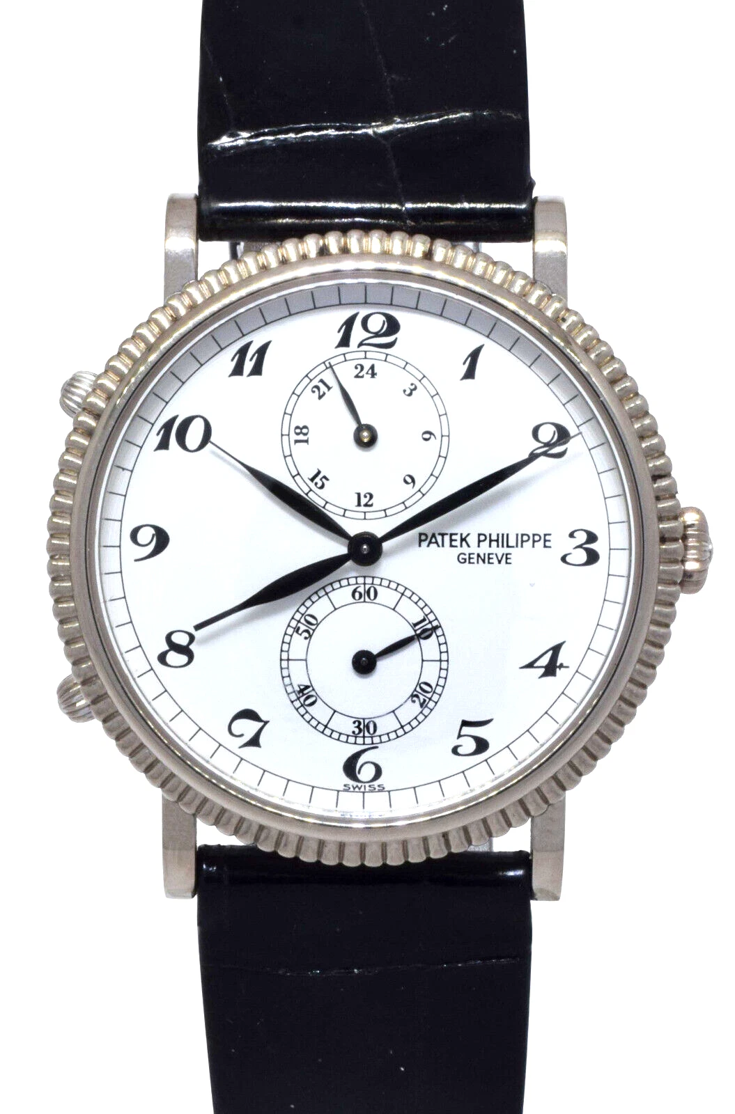Patek Philippe — Patek Philippe Travel Time 5034 18k White Gold Mens 34mm Manual Watch 5034G