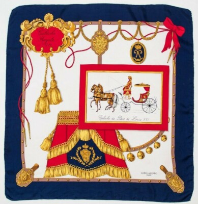 Foulard Carré Vintage En Soie 100% - Motifs Géométriques Multicolores - Occasion Bon État