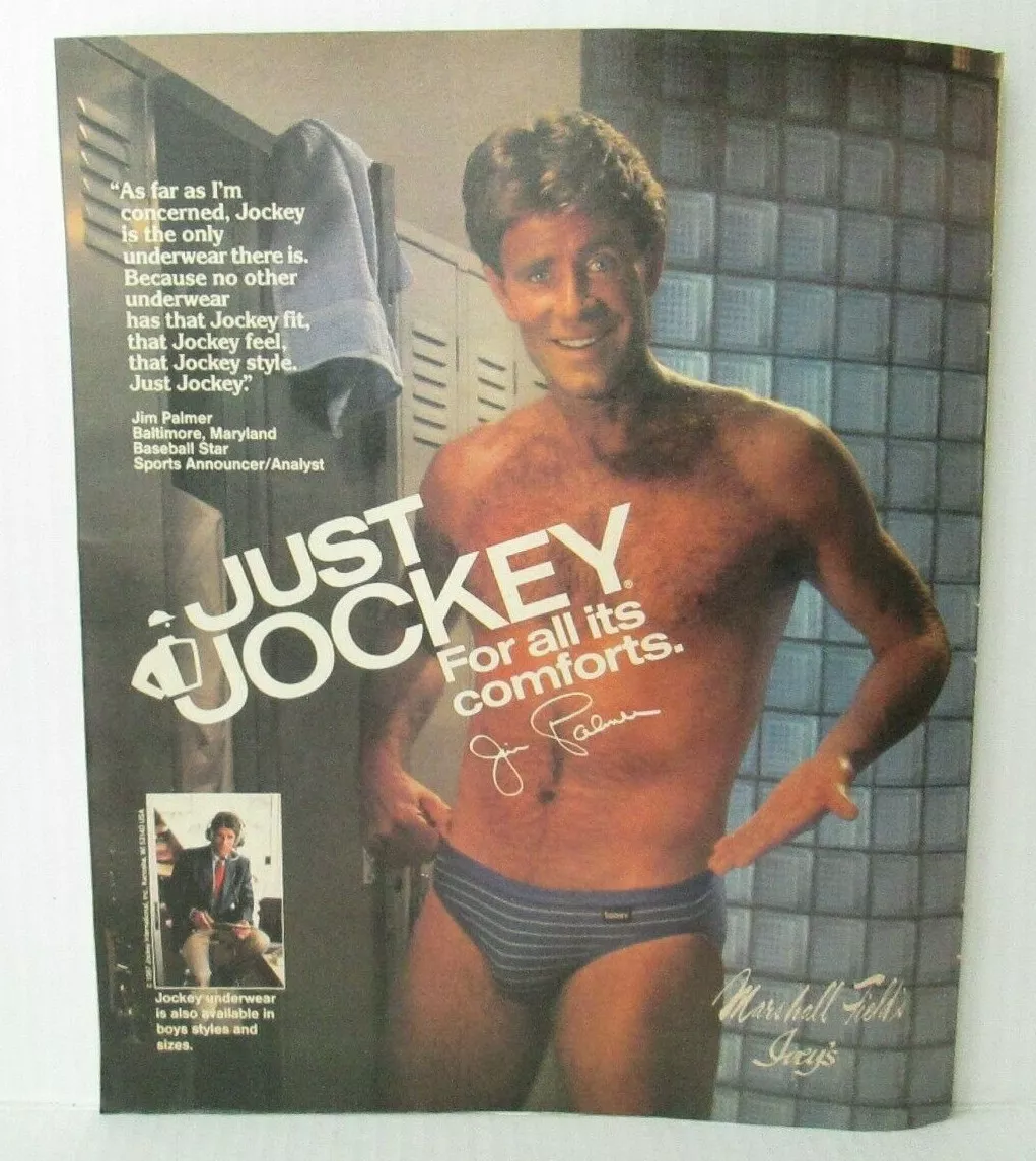 JIM PALMER JUST JOCKEY UNDERWEAR Vintage 9.5 X 12 Magazine Ad