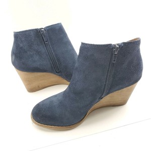 blue wedge booties