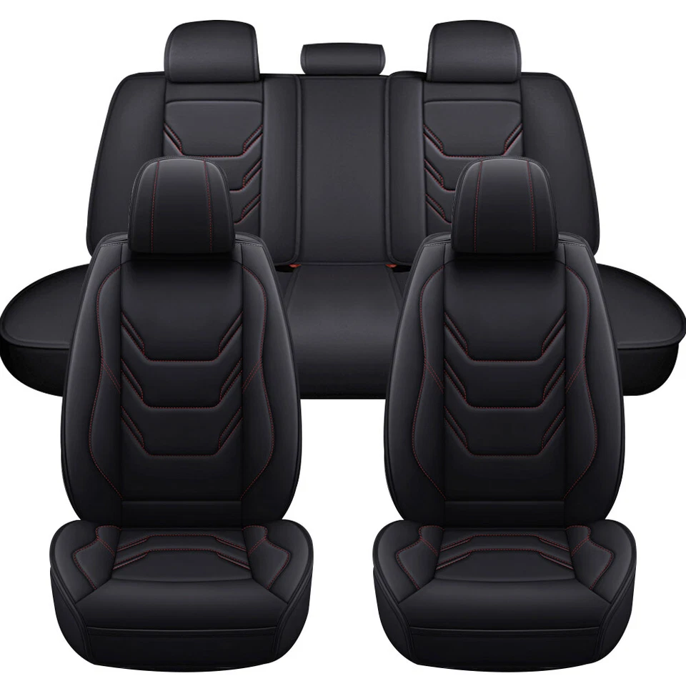 For Toyota Car Seat Covers Full Set 5 Seat Leather Front Rear Protector Cushion - Image 3 of 4