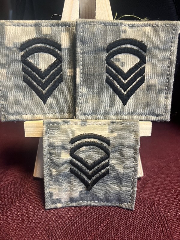 3 - Army Sergeant First Class (E-7) Rank Insignia, ACU Camo  Used