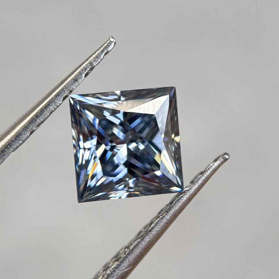 1PCS 5x5mm-12x12mm Princess Gray Fancy Color Loose Moissanite GRA Certificate - Image 2 of 4
