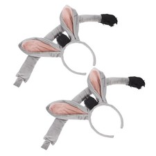 Donkey Costume Accessory Set Soft Fabric Ears and Tail for Animal Cosplay Party