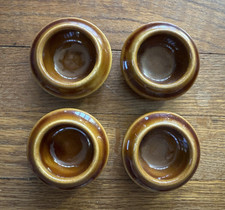 4 tapetes de mantequilla individuales de cerámica de gres marrón vintage para bodega granja