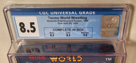 NES Tecmo World Wrestling Complete Box RARE CGC 8.5 L@@K!