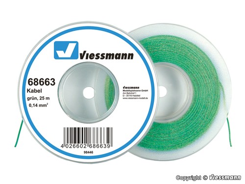 (8702) Viessmann 68663 cable en bobina enrollable 0,14 mm², verde, 25 m nuevo y embalaje original | Condition: Neu